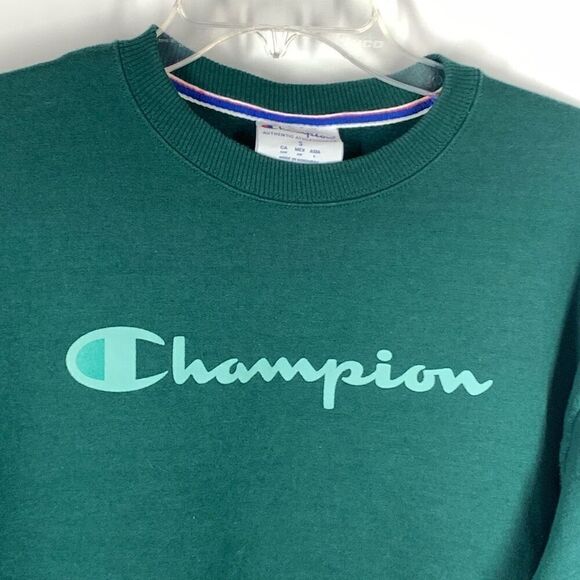 Champion Women's Script Logo Powerblend Crewneck Sweatshirt Green Size Small - Picture 2 of 8